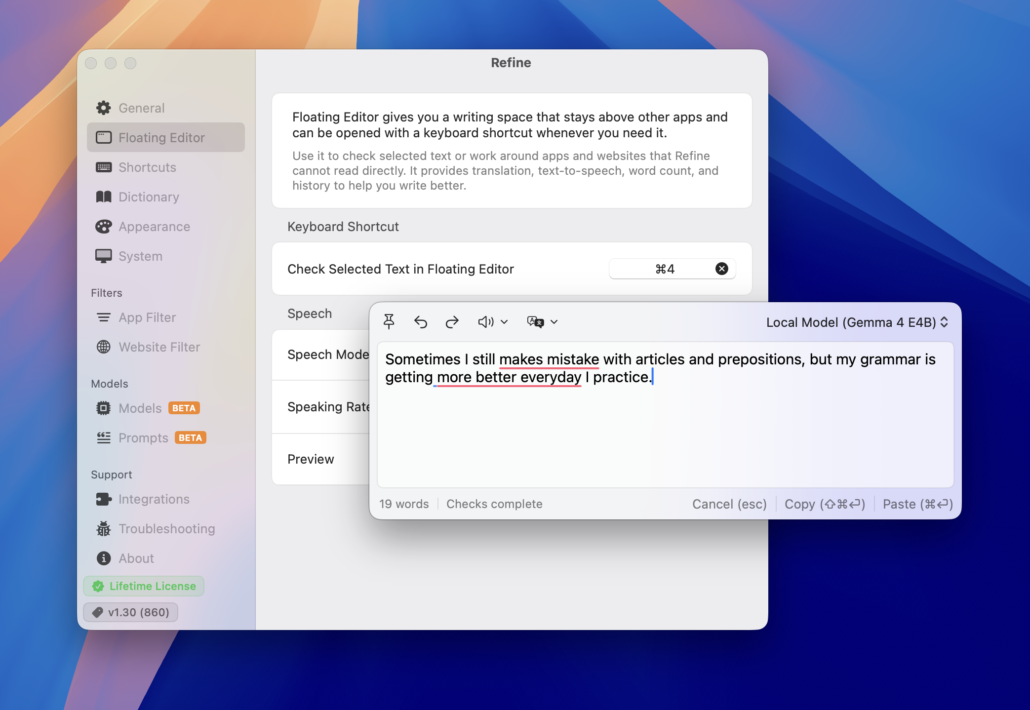 Selected-text shortcut screenshot